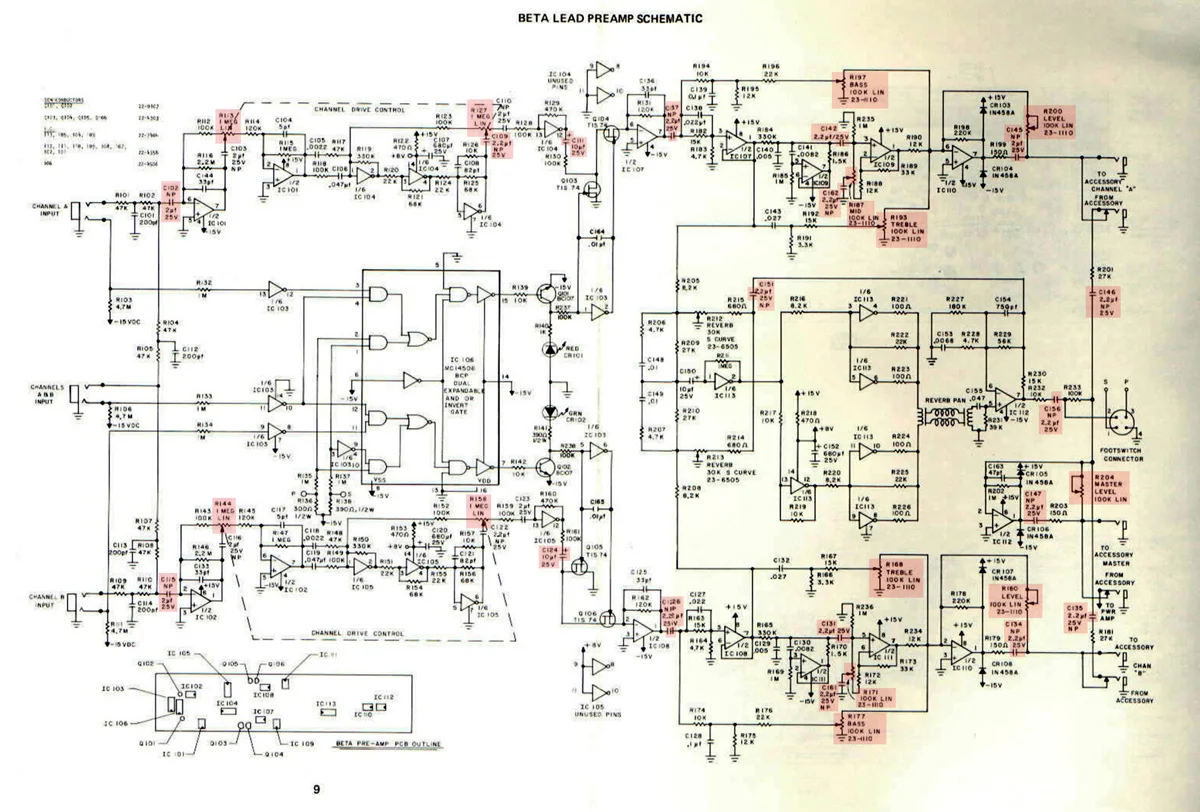 SUNN Beta Lead preamp Schaltplan