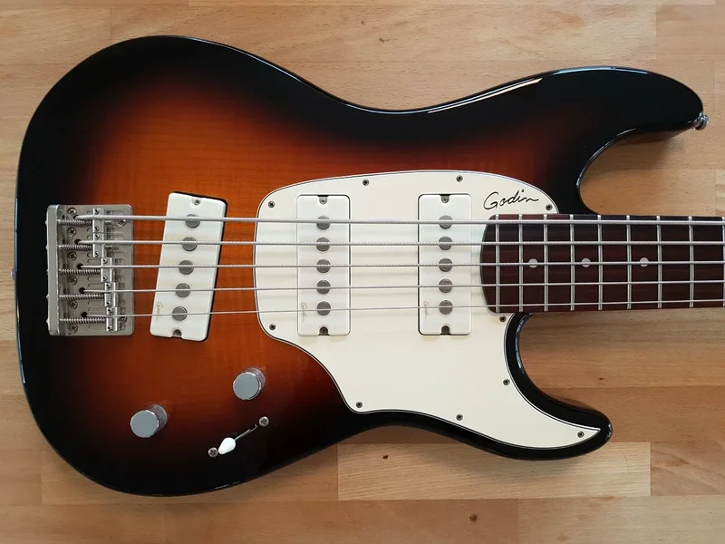 Godin Shifter 5-Saiter E-Bass Vintage Burst Flame