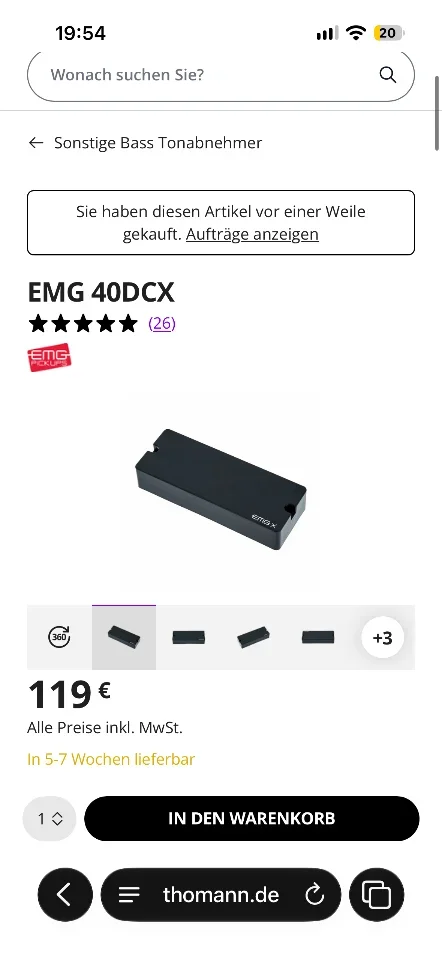 EMG 40DCX 5 String Pickup