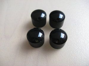 4 Potiknöpfe Black Chrome Metall