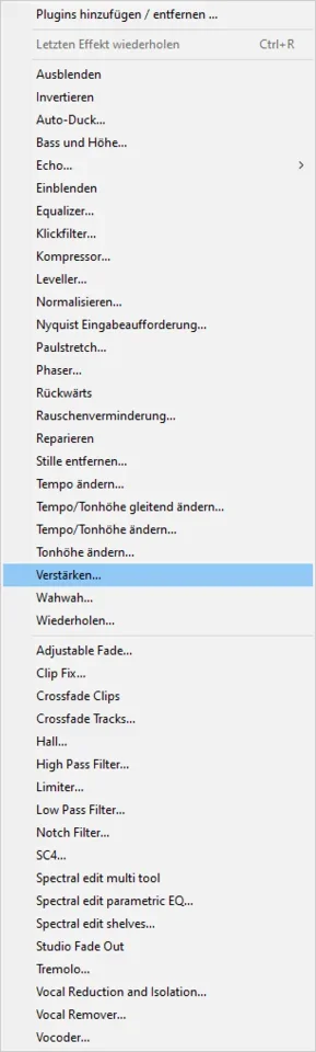 01-Die Verstärken-Funktion mit der Peak-Anzeige ist über das Effekte-Menu erreichbar.png 01-Die Verstärken-Funktion mit der Peak-Anzeige ist über das Effekte-Menu erreichbar.png