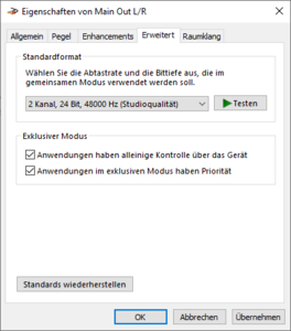 04-Geräteeigenschaften von MainOutLR-auf 24 Bit, 48000Hz umstellen.png 04-Geräteeigenschaften von MainOutLR-auf 24 Bit, 48000Hz umstellen.png