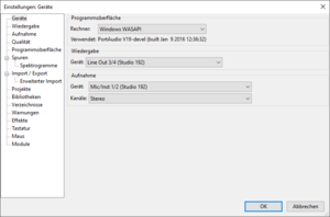 02-Audacity-Geräteeinstellungen, WASAPI-Treiber wählen.png 02-Audacity-Geräteeinstellungen, WASAPI-Treiber wählen.png
