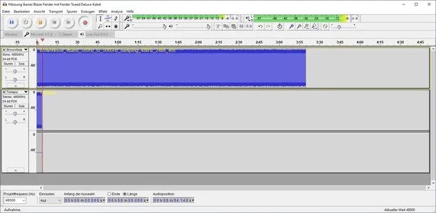 03-Pegelanzeige während der Aufnahme, wir haben bisher ein Maximum von etwa -4 dB, über -3 dB ...png 03-Pegelanzeige während der Aufnahme, wir haben bisher ein Maximum von etwa -4 dB, über -3 dB ...png
