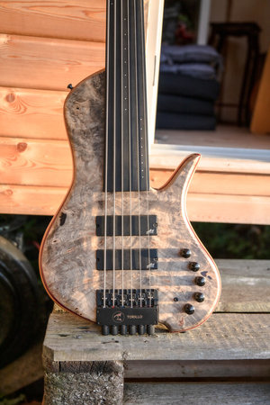 Torillo Fargo FCV 6 String Fretless 2015 Buckeye Burl Top