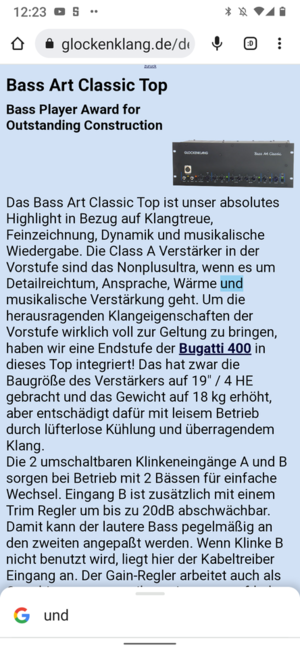 Glockenklang Bass Art Classic Top