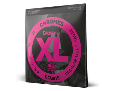 D'Addario ECB81S Bass Saitensatz Flatwound Short Scale kurze Mensur (.045 - .100 Zoll) NEU!