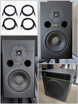Studioabhöre 2 Monitore Fostex PM1 + Subwoofer Mackie CR8S-X + 4 Cordial Kabel