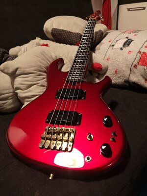 Aria Pro II Deluxe RSB-5 strings Matsumoku Made in Japan Deep Red collector's condition