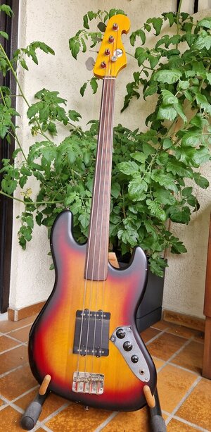 Hot Wire Fretless Bass mit Ramp