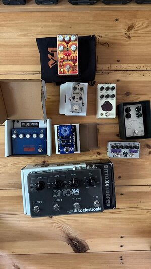 Diverse Effekte: Darkglass, Empress, SolidGold, TC Electronics, Zvex,  Sonic Fields, SviSound, AMT