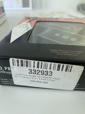Neu&originalverpackt: Fender Pure Vintage 63 P-Bass PU