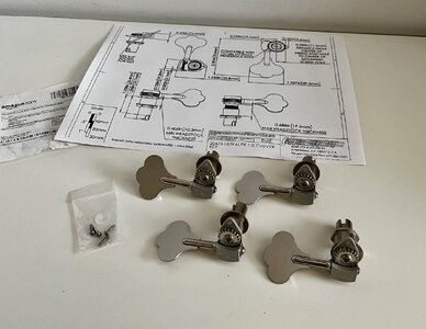 4 Stück Hipshot HB6 USA Ultralite® Bass Tuning Machine 1/2" Left Right chrome *Neu*