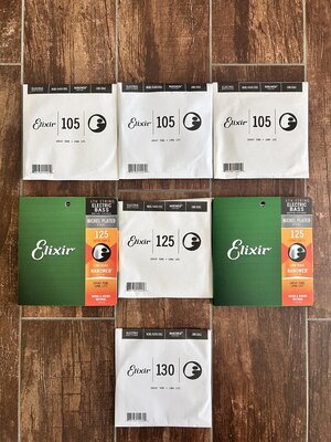 7 x Elixir Nanoweb 105-125-130 Bass Saiten Long scale