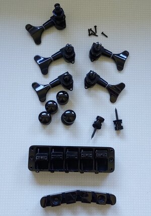 Warwick E-Bass Hardware Set, schwarz, 5 string broadneck