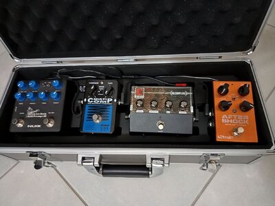 EBS MultiComp, Source Audio AfterShock, Eden Glowplug, Valeton Dapper Bass Mini, CIOKS Expander 4