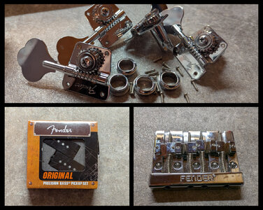 Fender-Parts-Set: PU, Bridge, Tuner