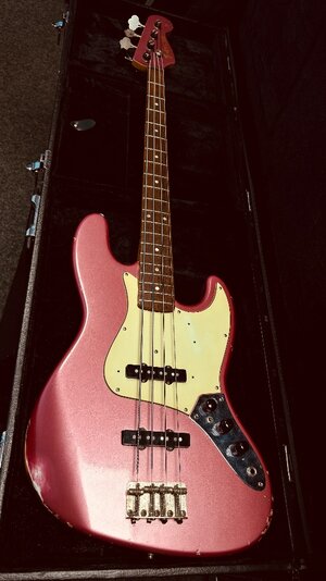 Jazz Bass >Burgundy Mist - Matching Headstock< Hillbrand Werkstatt mit Audere Preamp