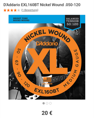 D'Addario EXL160BT Nickel Wound .050-120 | nur kurz aufgezogen