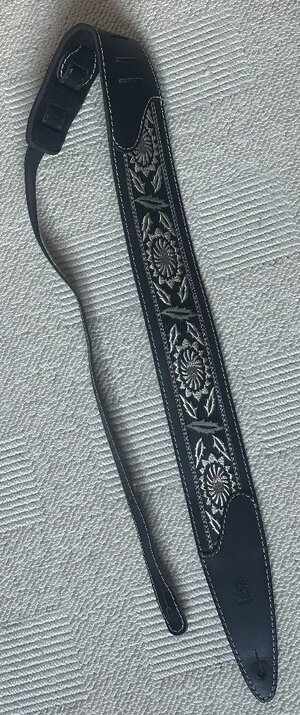 Leder Gurt Minotaur Bass Leather Strap schwarz Stickerei