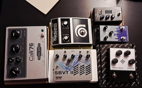 Pedals, Ampeg Subblaster, Sushibox, Trickfish,  Origin effects