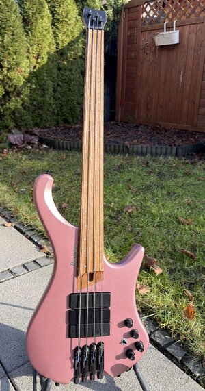 Ibanez EHB100S Pink Metallic fretless
