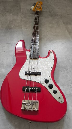 FENDER Jazz Bass, Mexico Torino-Red, early "Black Logo", vintage