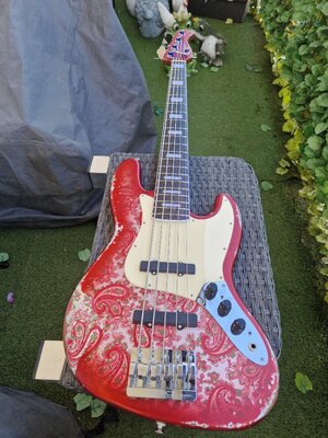 Fame Custom JB Worn Candy Apple Red over Paisly