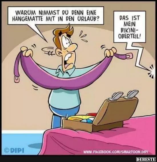Warum nimmst du denn eine Hängematte mit in den Urlaub? | Lustige Bilder,  Sprüche, Witze, echt lustig