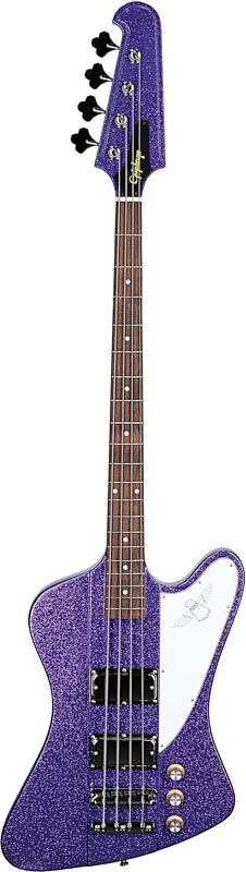 Epiphone Exclusive Thunderbird '64 Purple Sparkle Bass Guitar (with Gig Bag), Purple Sparkle, Full Straight Front